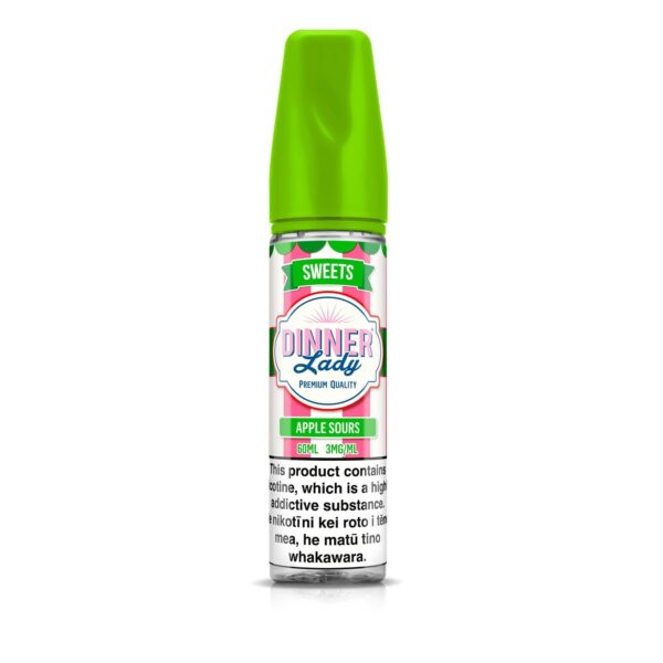 Dinner Lady Apple Sours Likit ile canlı ekşi elma aromasını deneyimleyin ve yüksek buhar üreten bu premium salt nikotini sipariş verin.