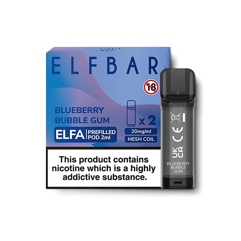 Elf Bar Elfa Blueberry Bubble Gum Pod Kartuş 4ml Sipariş Ver Yaban mersini ve sakız aromalı 4ml kapasiteli Elf Bar Elfa pod kartuşu hemen sipariş ver.