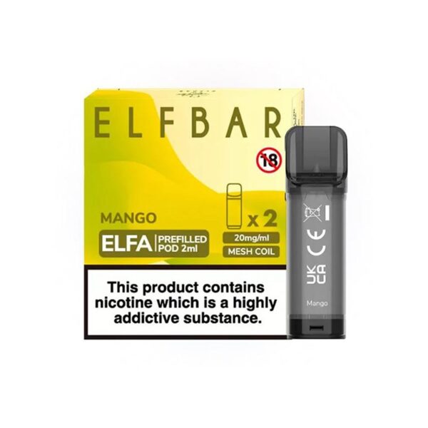 Mango aromalı Elf Bar Elfa pod kartuşu, 4 ml kapasiteyle yoğun lezzet sunar ve hemen sipariş ver.