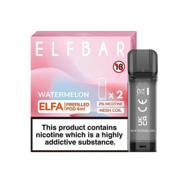 Elfa Watermelon Pod Kartuş ile %5 salt nikotin ve 4 ml kapasite sunan ferahlatıcı karpuz aromasını sipariş ver.