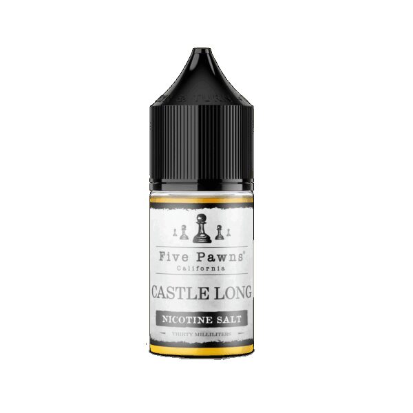 Five Pawns Castle Long 30ml salt nikotin likitini viski, hindistan cevizi ve vanilya notalarıyla sipariş ver.