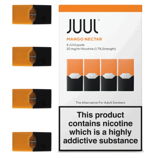 Olgun mango lezzeti ve %1.7 salt nikotin ile pratik Juul Mango Nectar pod'u hemen sipariş ver.