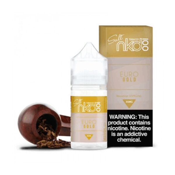 Zengin tütün ve vanilya aromalı Naked Euro Gold 30ml salt nikotin likiti hemen sipariş edin.