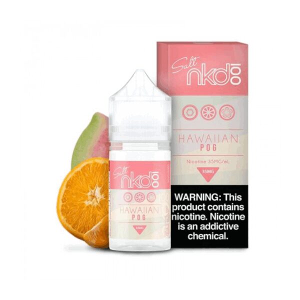 Tropikal portakal, guava ve ananas aromalı Naked Hawaiian Pog 30ml salt nikotin likiti hemen sipariş ver.