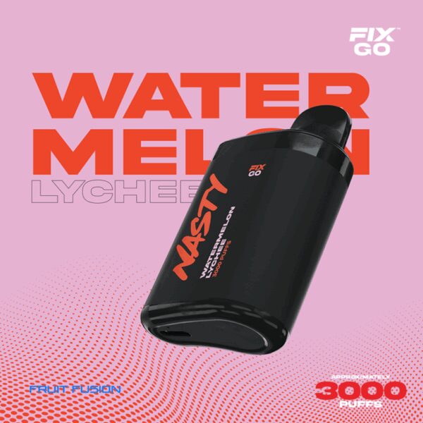 Karpuz ve liçi aromalı 3000 pufluk Nasty Fix Go vape barını hemen sipariş ver.