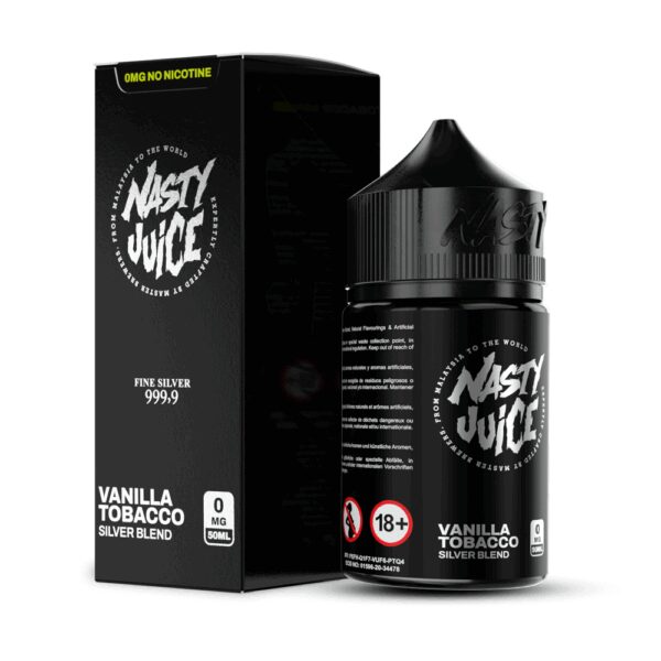 Vanilya ve tütünün eşsiz uyumunu premium salt nikotinle sunan Nasty Juice Silver Blend likiti hemen sipariş verin.