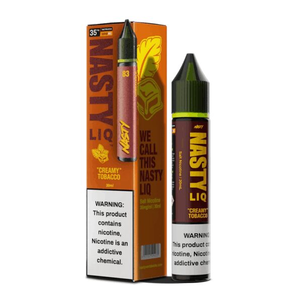 Zengin tütün ve pürüzsüz krema uyumunu sunan salt nikotin likiti Nasty Liq Creamy Tobacco'yu hemen sipariş ver.