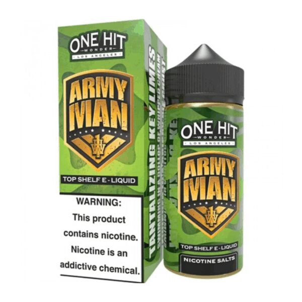 Taze yeşil elma ve nane aromalı One Hit Wonder Army Man 100ml e-likiti yoğun buhar keyfi için hemen sipariş ver.
