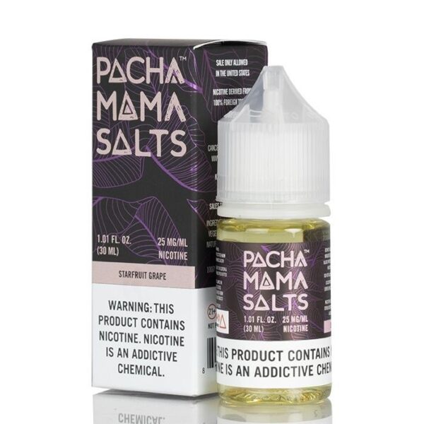 Egzotik yıldız meyvesi ve sulu üzüm dengesini sunan Pachamama Starfruit Grape salt nikotin sıvısını sipariş ver.