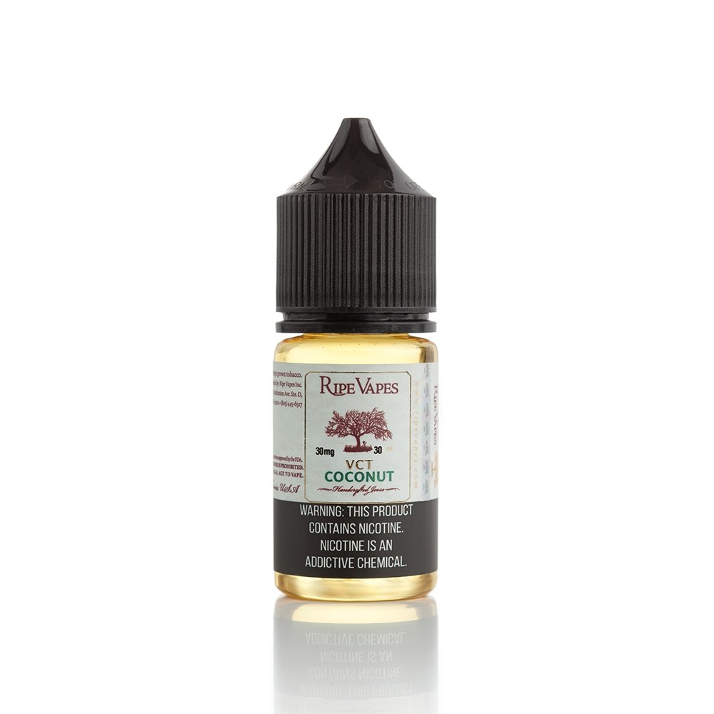 Ripe Vapes VCT Coconut Salt Likit 30ml Hindistan cevizi, vanilya ve krema notalarıyla zengin salt nikotin likitini hemen sipariş ver.