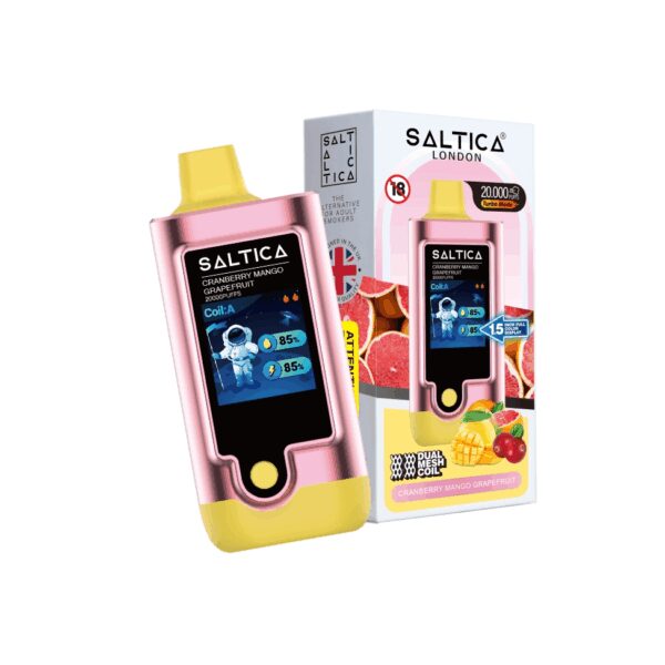 Kızılcık, mango ve greyfurt aromalı 20000 pufluk Saltica Digital vape barı yüksek salt nikotinle hemen sipariş ver.