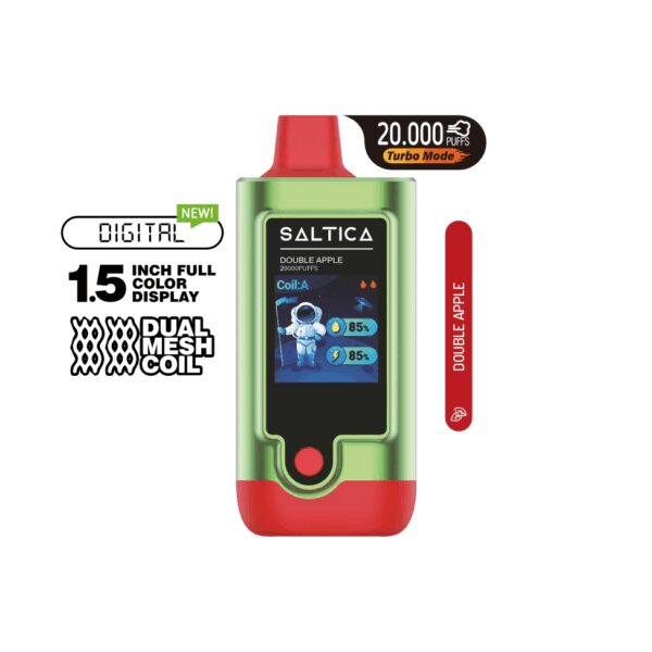Taze elma aromalı Saltica Digital 20000 kullan at vape bar'ı yüksek performanslı salt nikotin ile sipariş ver.