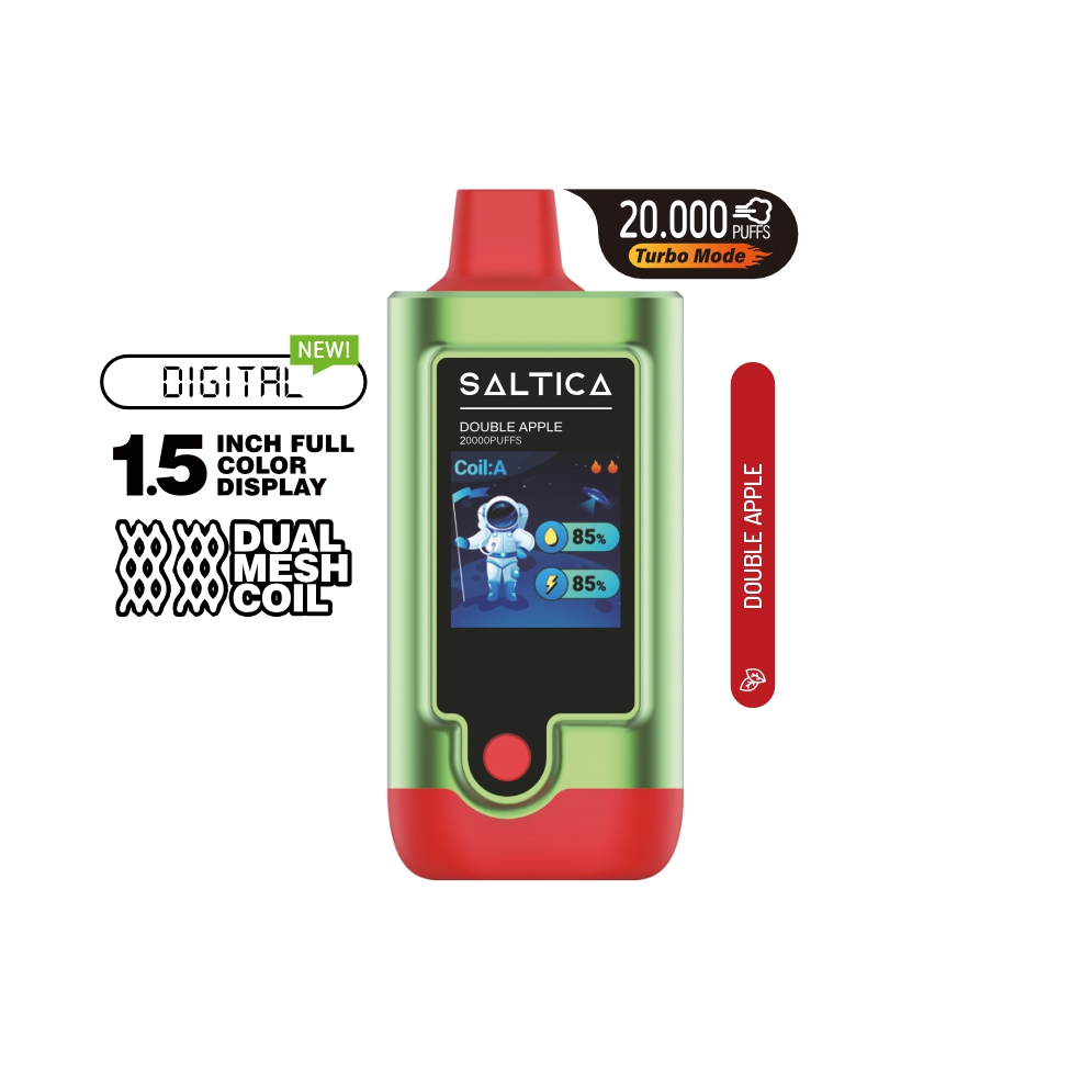 Saltica Digital 20000 Double Apple Taze elma aromalı Saltica Digital 20000 kullan at vape bar'ı yüksek performanslı salt nikotin ile sipariş ver.