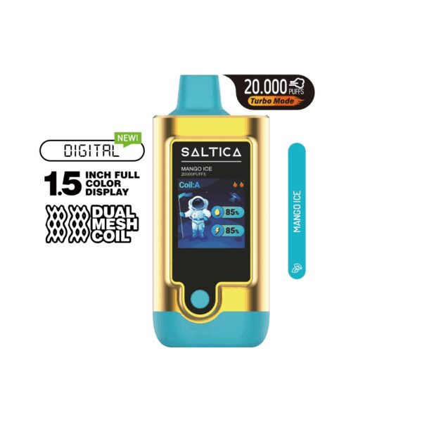 Taze mango ve buzlu ferahlığı birleştiren Saltica Digital 20000 Mango Ice'ı salt nikotin ile hemen sipariş ver.