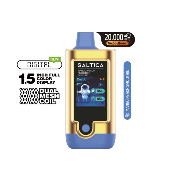 Mango ve şeftali aromalı 20.000 puf kapasiteli Saltica Digital vape barı hemen sipariş edin.