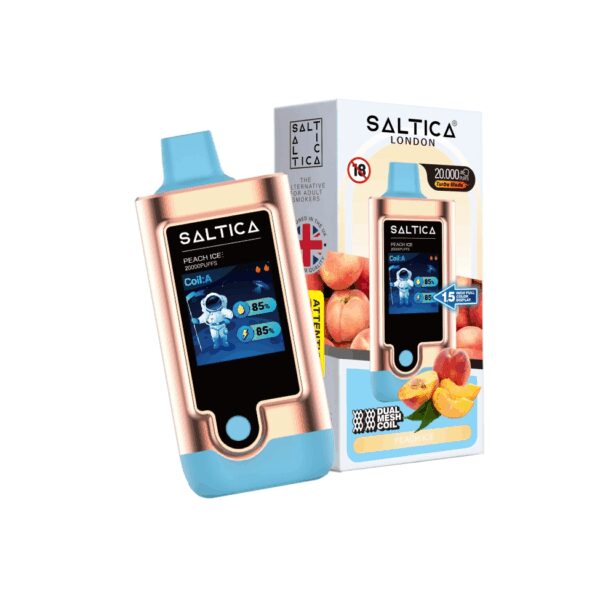 Saltica Digital 20000 Peach Ice ile şeftali buz lezzetinde yüksek kapasiteli salt nikotin deneyimi için sipariş ver.