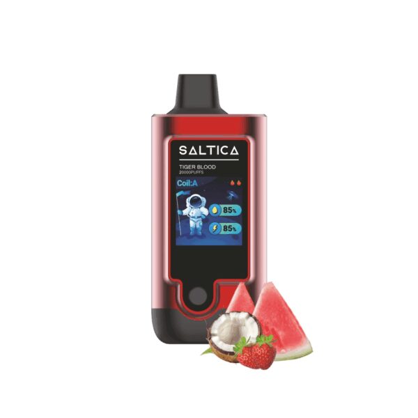 Keskin meyve aromalı Saltica Digital 20000 Tiger Blood kullan at vape barı hemen sipariş ver.