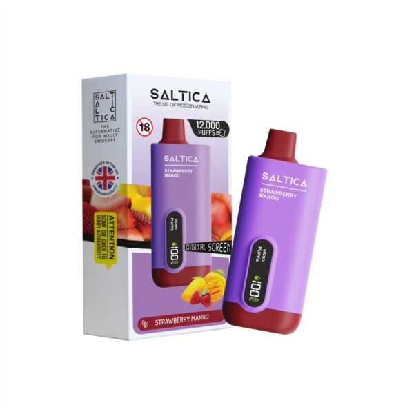 Saltica ekranlı 12000 pufluk çilek mango salt nikotin vape barı hemen sipariş ver.