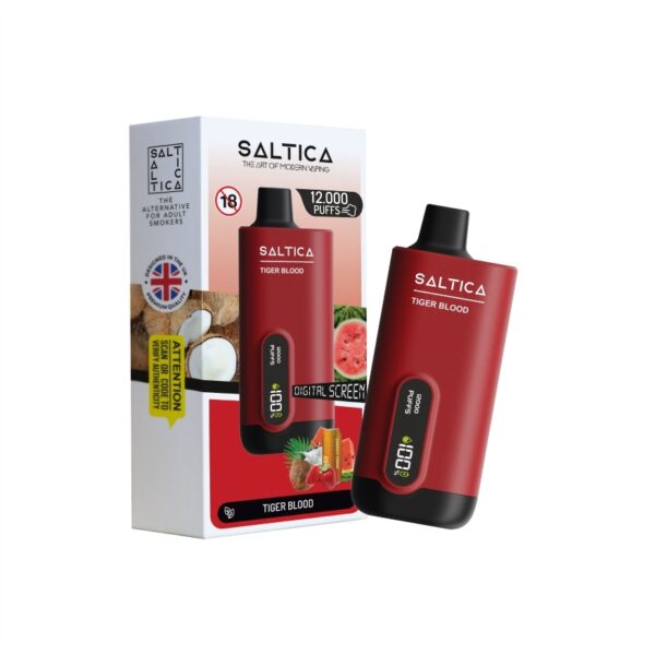 Saltica Ekranlı 12000 Tiger Blood kullan-at vape barı hemen sipariş ver, 12000 pufluk uzun süreli salt nikotin keyfi yaşa.