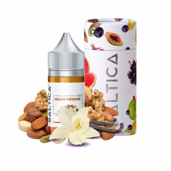 Kavrulmuş Antep fıstığının kremsi lezzetini sunan Saltica Golden Pistachio salt likiti hemen sipariş ver.