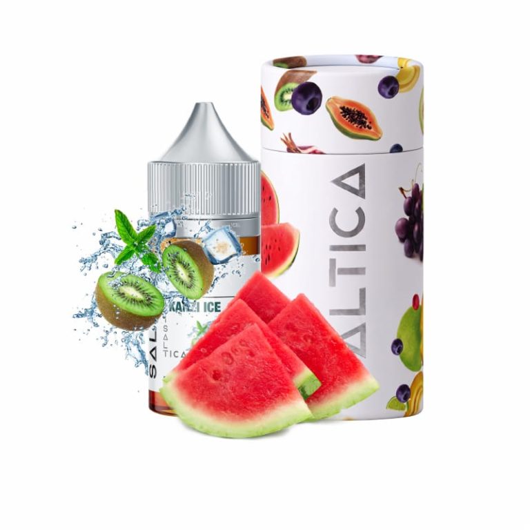 Karpuz, çilek, kivi ve krema aromalı buz ferahlığı sunan Saltica Kanzi Ice salt likiti hemen sipariş ver.