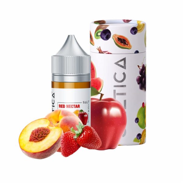 Kırmızı nektarın tatlı ve meyvemsi aromasını sunan Saltica Red Nectar salt likiti hemen sipariş ver.