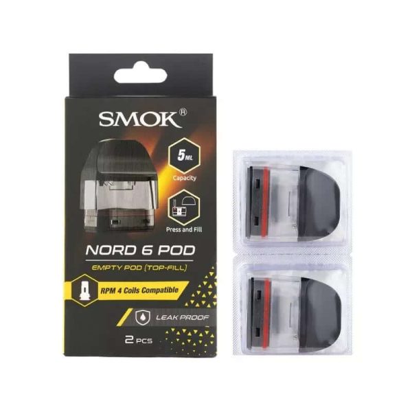 Smok Nord 6 için şeffaf gövdeli RPM 4 coil uyumlu 2'li boş kartuşu şimdi sipariş ver.
