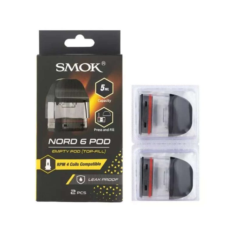 Smok Nord 6 için şeffaf gövdeli RPM 4 coil uyumlu 2'li boş kartuşu şimdi sipariş ver.